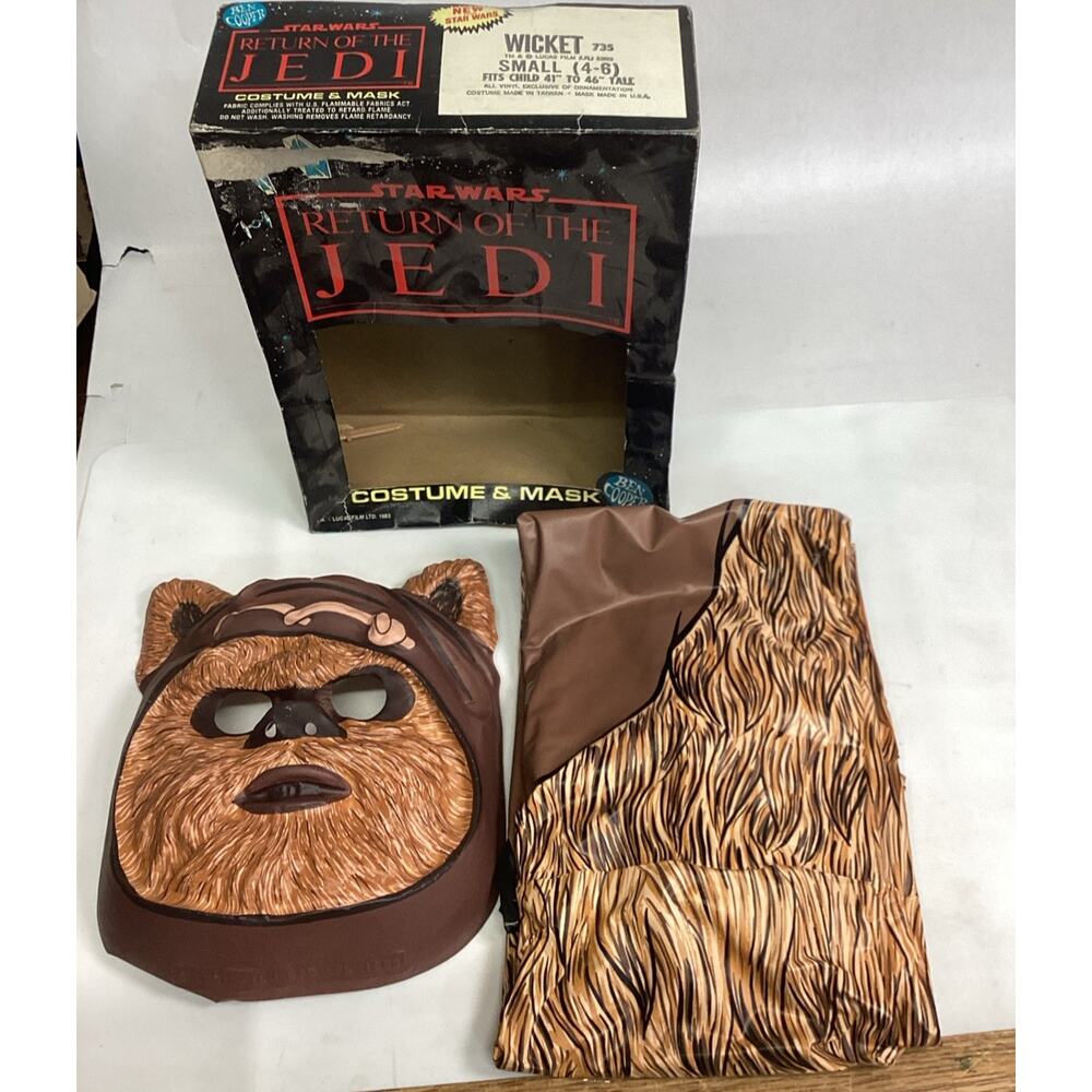 Vintage 1983 NOS Star Wars Return Of The Jedi Wicket Costume & Mask - Small